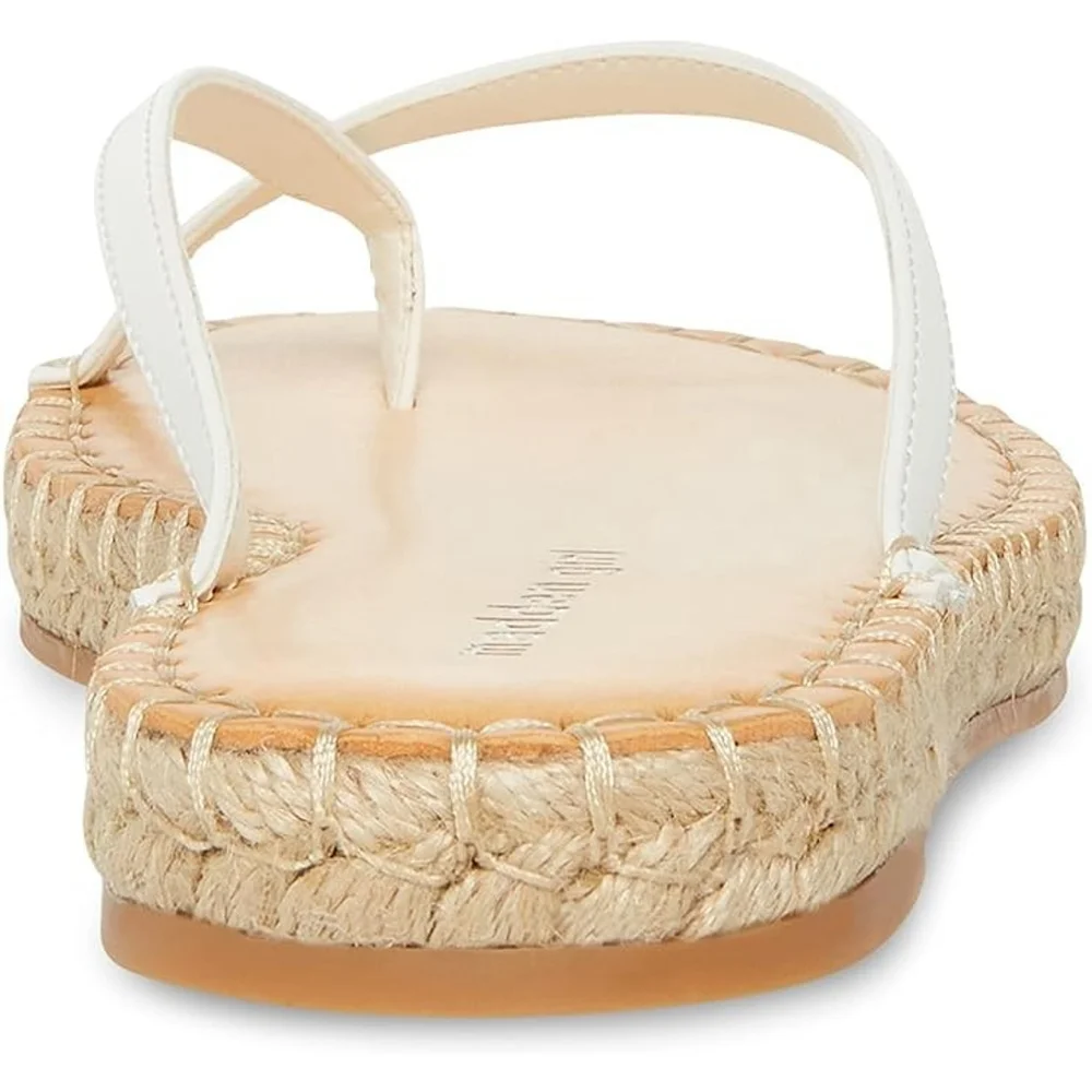 Madden Girl Toe Flip Flop Espadrilles Sandals California Style WHITE 9.5 M